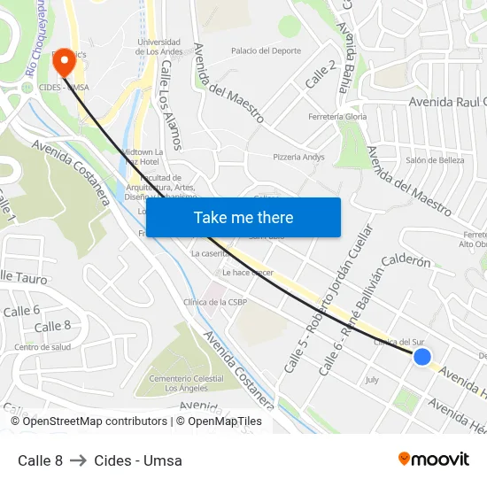 Calle 8 to Cides - Umsa map
