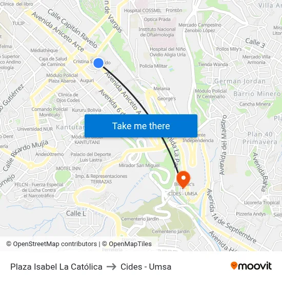 Plaza Isabel La Católica to Cides - Umsa map