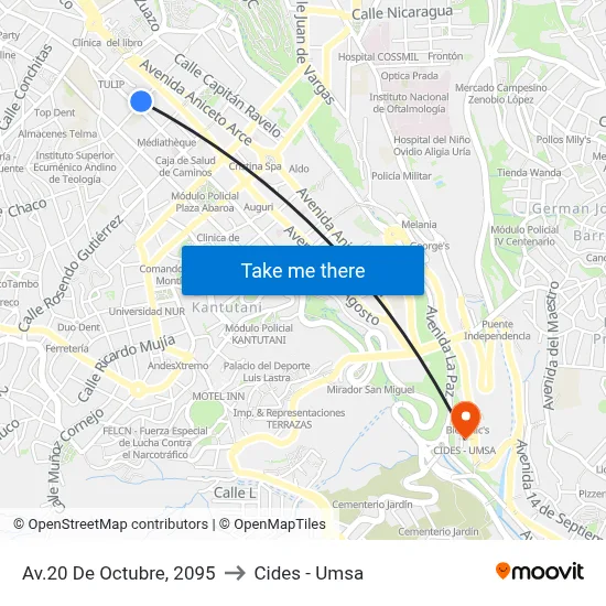 Av.20 De Octubre, 2095 to Cides - Umsa map