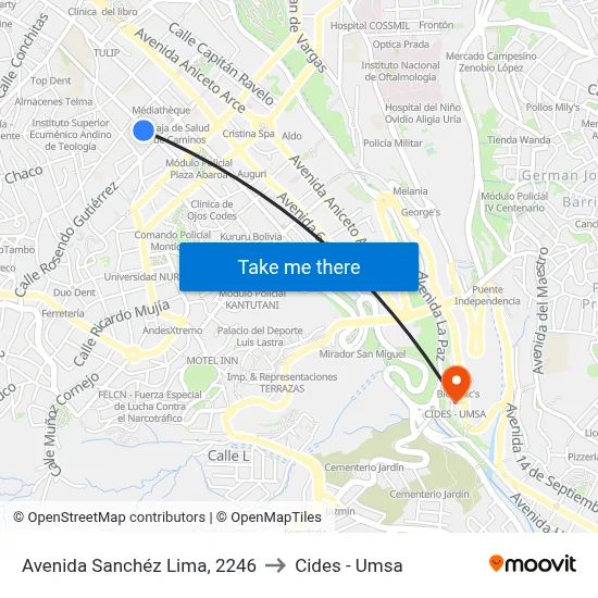 Avenida Sanchéz Lima, 2246 to Cides - Umsa map