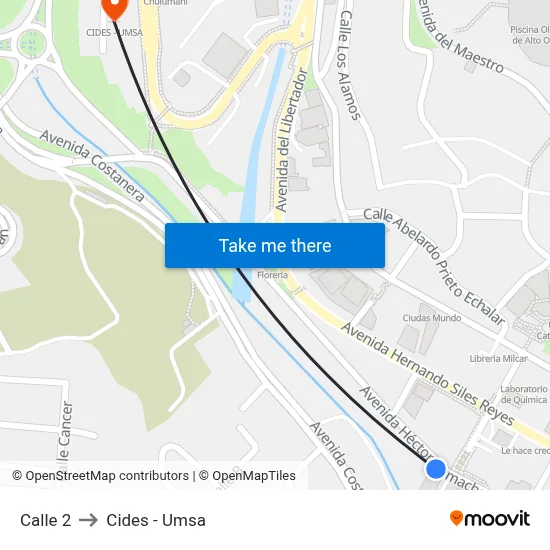 Calle 2 to Cides - Umsa map