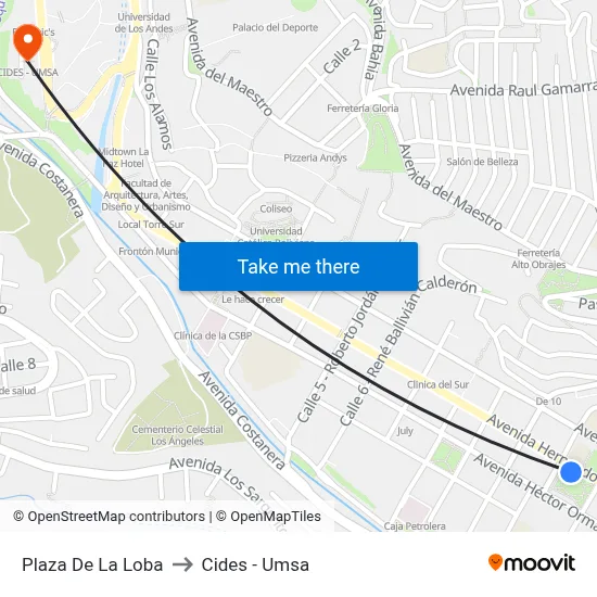 Plaza De La Loba to Cides - Umsa map