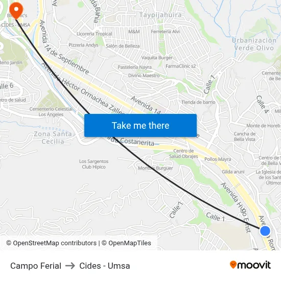 Campo Ferial to Cides - Umsa map