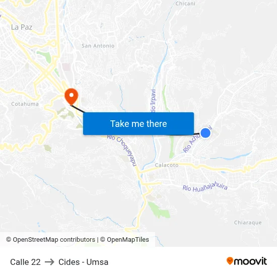 Calle 22 to Cides - Umsa map