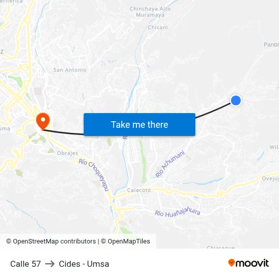 Calle 57 to Cides - Umsa map