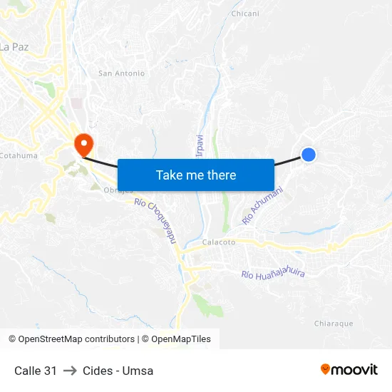 Calle 31 to Cides - Umsa map