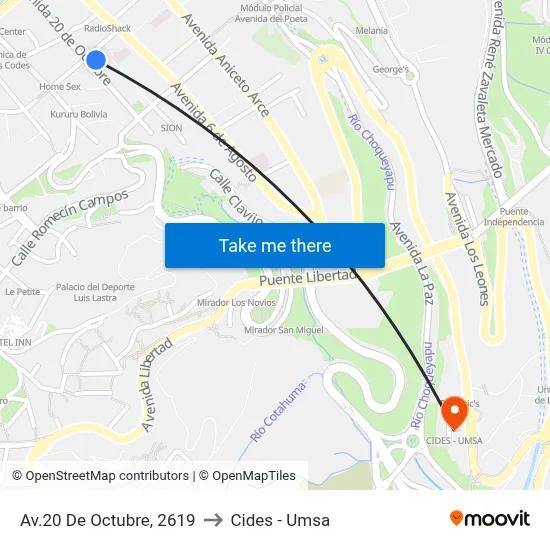 Av.20 De Octubre, 2619 to Cides - Umsa map