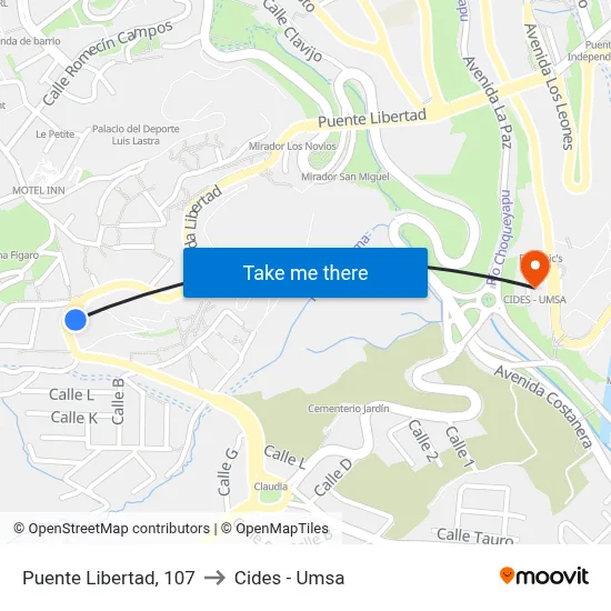 Puente Libertad, 107 to Cides - Umsa map
