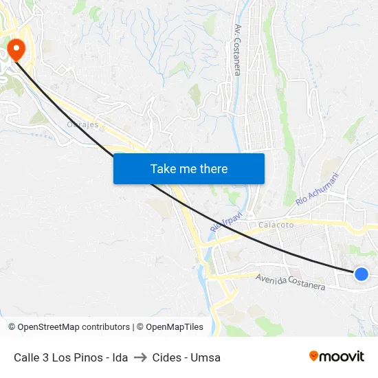 Calle 3 Los Pinos - Ida to Cides - Umsa map