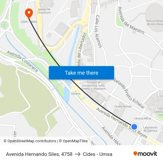 Avenida Hernando Siles, 4758 to Cides - Umsa map