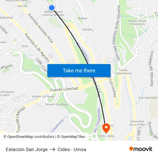 Estación San Jorge to Cides - Umsa map
