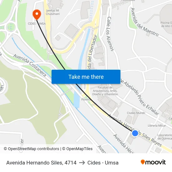 Avenida Hernando Siles, 4714 to Cides - Umsa map