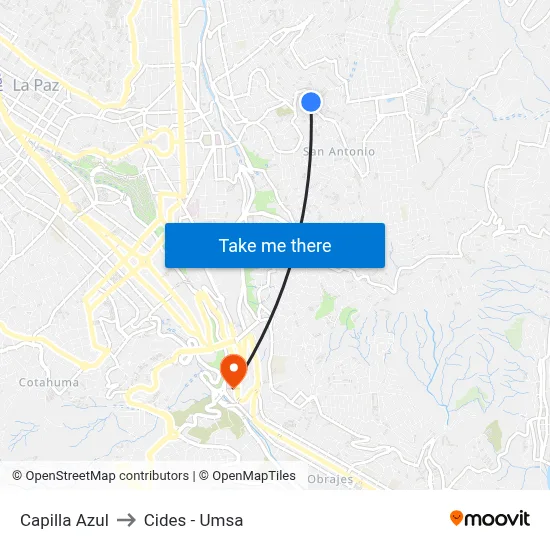 Capilla Azul to Cides - Umsa map