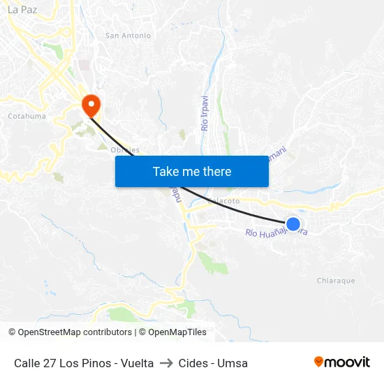 Calle 27 Los Pinos - Vuelta to Cides - Umsa map