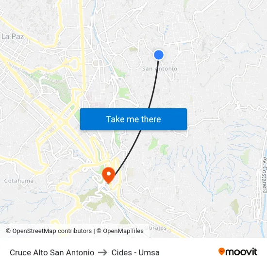 Cruce Alto San Antonio to Cides - Umsa map