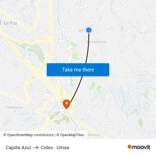 Capilla Azul to Cides - Umsa map
