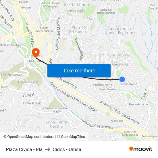 Plaza Cívica - Ida to Cides - Umsa map