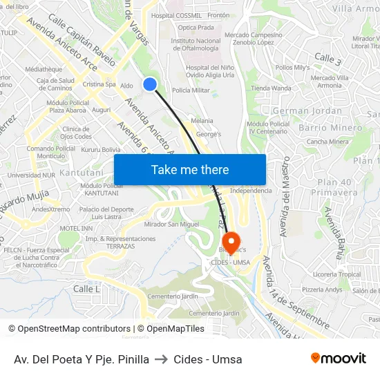 Av. Del Poeta Y Pje. Pinilla to Cides - Umsa map