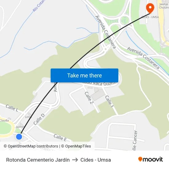 Rotonda Cementerio Jardín to Cides - Umsa map