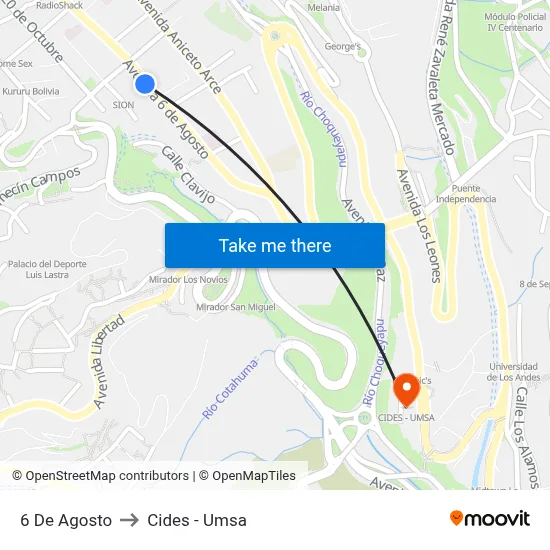 6 De Agosto to Cides - Umsa map