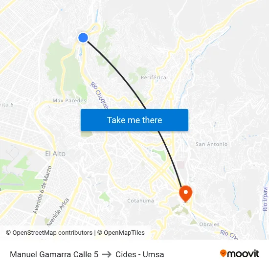 Manuel Gamarra Calle 5 to Cides - Umsa map