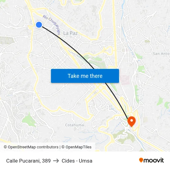 Calle Pucarani, 389 to Cides - Umsa map