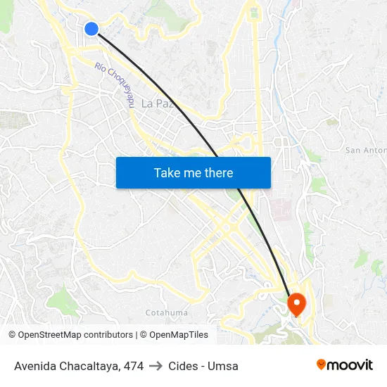 Avenida Chacaltaya, 474 to Cides - Umsa map