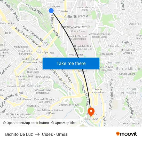 Bichito De Luz to Cides - Umsa map