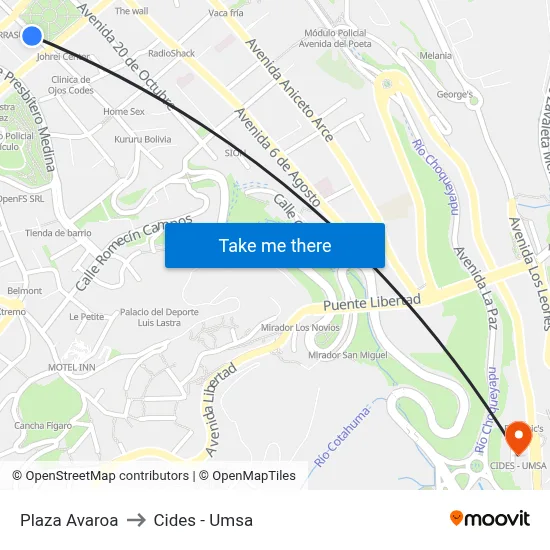 Plaza Avaroa to Cides - Umsa map