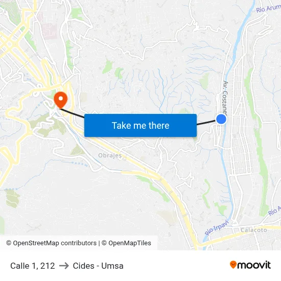 Calle 1, 212 to Cides - Umsa map