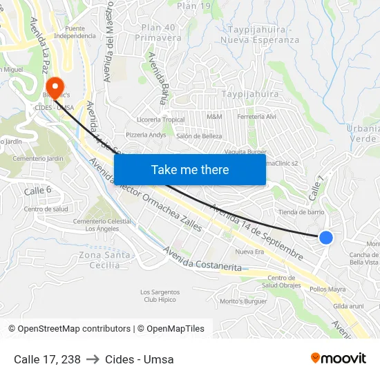 Calle 17, 238 to Cides - Umsa map