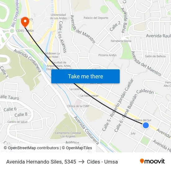 Avenida Hernando Siles, 5345 to Cides - Umsa map