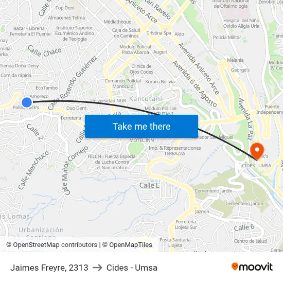 Jaimes Freyre, 2313 to Cides - Umsa map