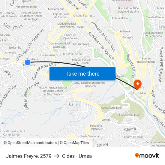Jaimes Freyre, 2579 to Cides - Umsa map