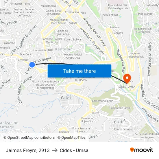 Jaimes Freyre, 2913 to Cides - Umsa map