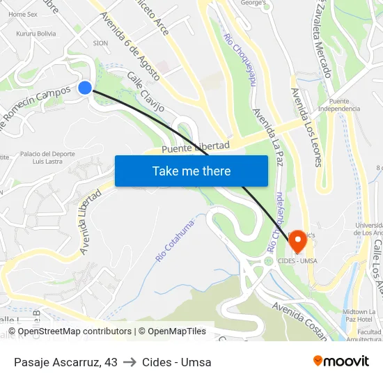 Pasaje Ascarruz, 43 to Cides - Umsa map