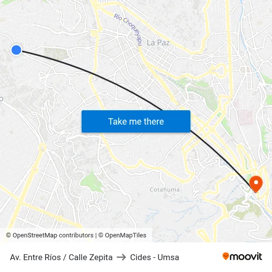 Av. Entre Ríos / Calle Zepita to Cides - Umsa map
