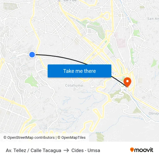 Av. Tellez / Calle Tacagua to Cides - Umsa map