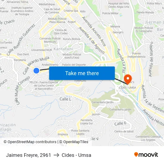 Jaimes Freyre, 2961 to Cides - Umsa map