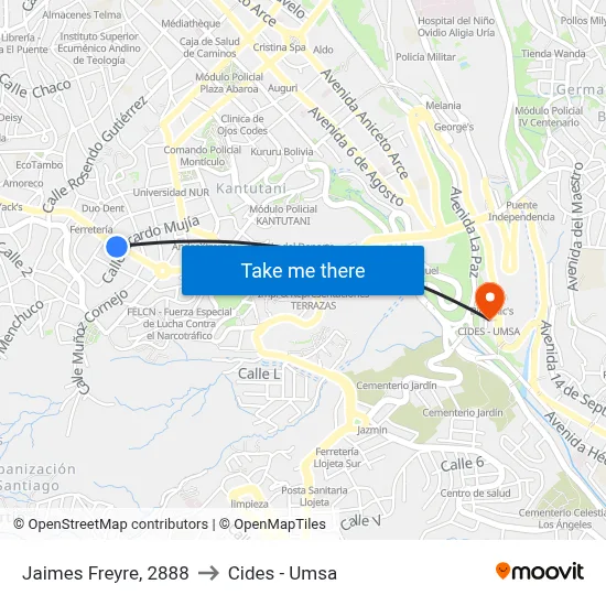 Jaimes Freyre, 2888 to Cides - Umsa map