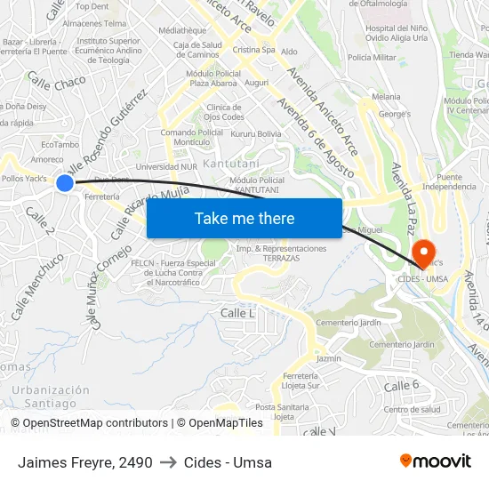 Jaimes Freyre, 2490 to Cides - Umsa map