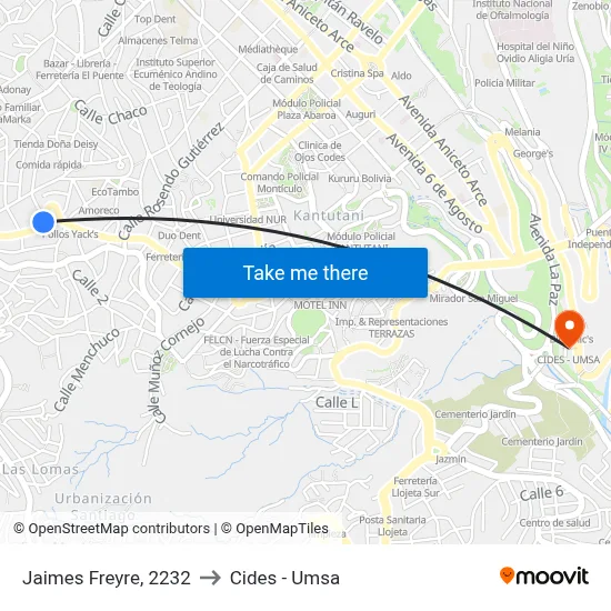 Jaimes Freyre, 2232 to Cides - Umsa map