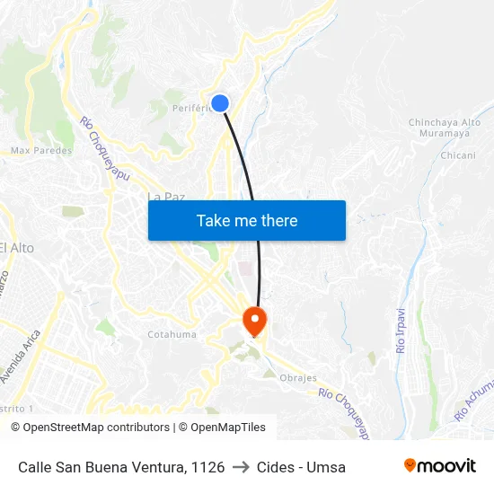 Calle San Buena Ventura, 1126 to Cides - Umsa map