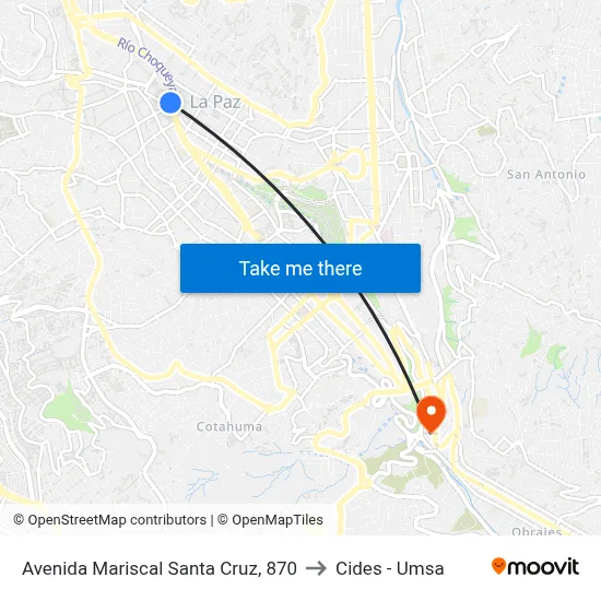 Avenida Mariscal Santa Cruz, 870 to Cides - Umsa map