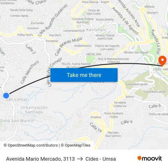 Avenida Mario Mercado, 3113 to Cides - Umsa map