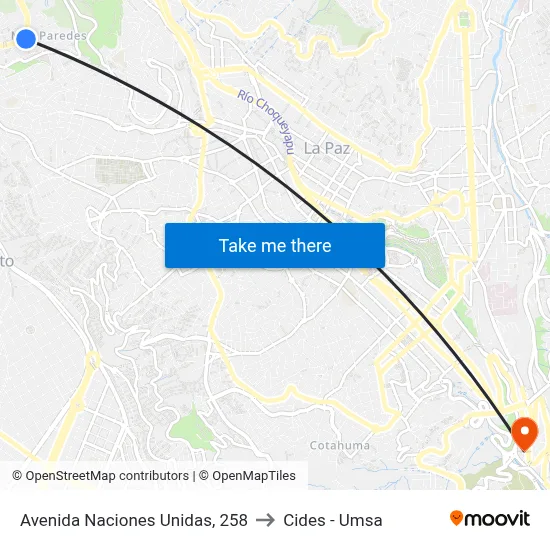 Avenida Naciones Unidas, 258 to Cides - Umsa map