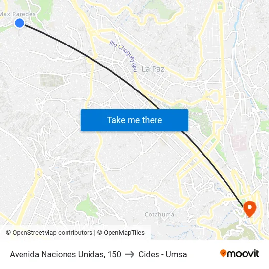 Avenida Naciones Unidas, 150 to Cides - Umsa map