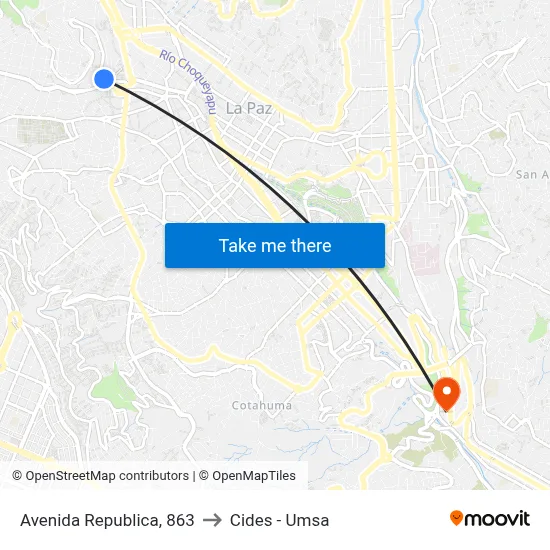 Avenida Republica, 863 to Cides - Umsa map