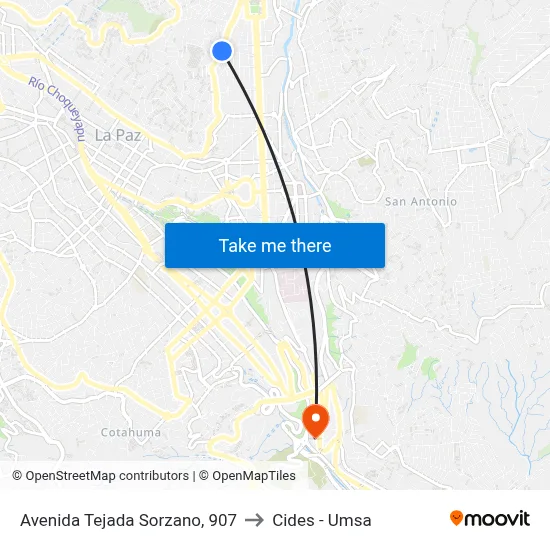Avenida Tejada Sorzano, 907 to Cides - Umsa map
