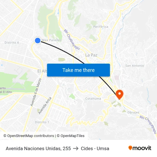 Avenida Naciones Unidas, 255 to Cides - Umsa map